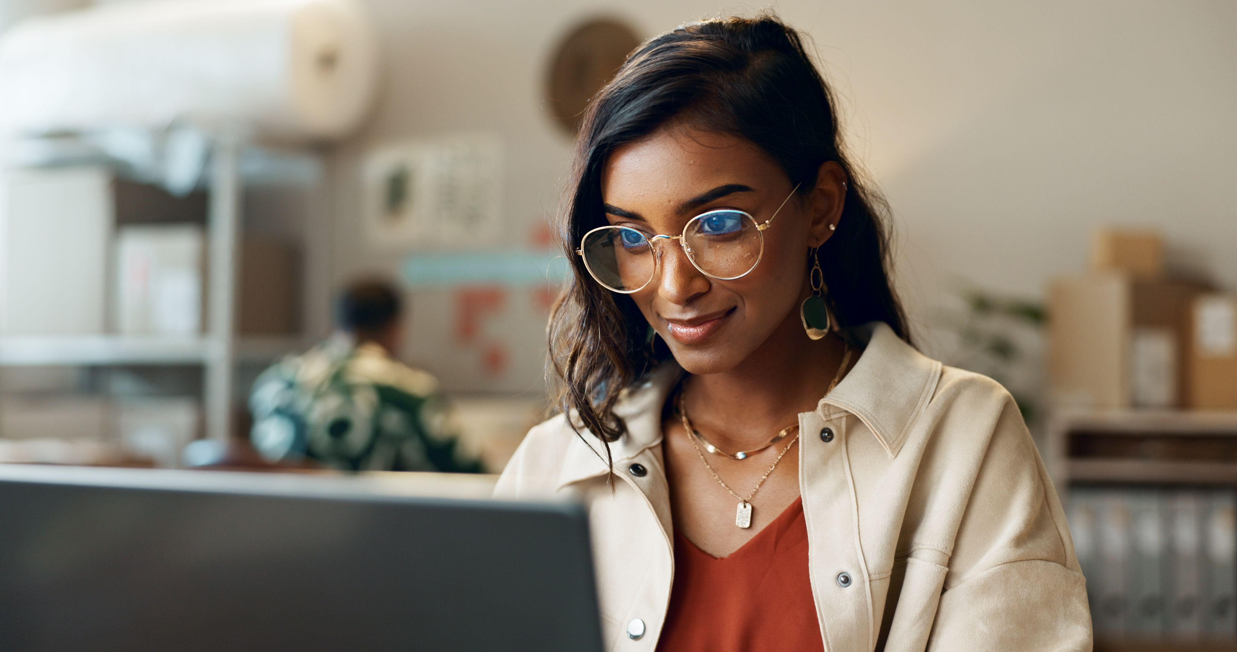 Woman using smart device